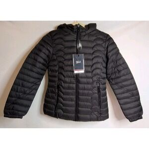 Youth Puffer Jacket With Removable Hood Reversible‎ Floral &Navy Blue Size 4 NWT